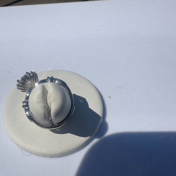 Adjustable Silver Ring W/ 2.0 Ct Diamond Simulate & Moissanite Elegant - Picture 9 of 16